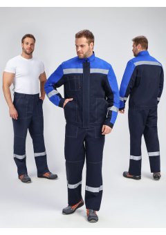Костюм Бриготек-1 СОП (тк.Смесовая,260) брюки, т.синий/васильковый