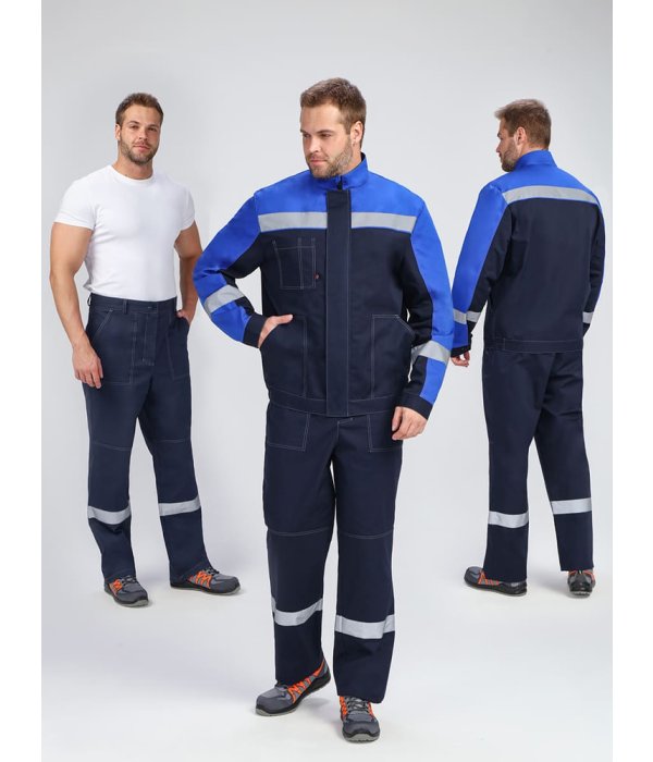 Костюм Бриготек-1 СОП (тк.Смесовая,260) брюки, т.синий/васильковый