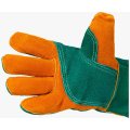 Краги из спилка зелёного цвета с усилением, прошиты огнеупорной нитью Green Welder Gward