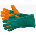 Краги из спилка зелёного цвета с усилением, прошиты огнеупорной нитью Green Welder Gward