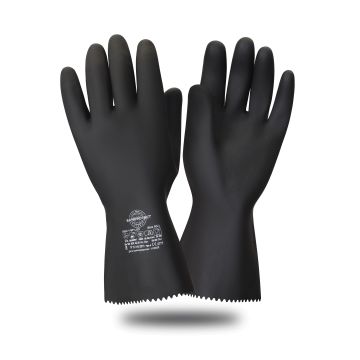 Перчатки Safeprotect КЩС-1-SP LUX чёрные, латекс, слой Silver, толщина 0,65 мм, длина 300 мм