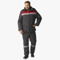 Костюм зимний мужской на пуговицах Квайл-1 СОП (тк.Смесовая,210) брюки, тёмно-серый, красный