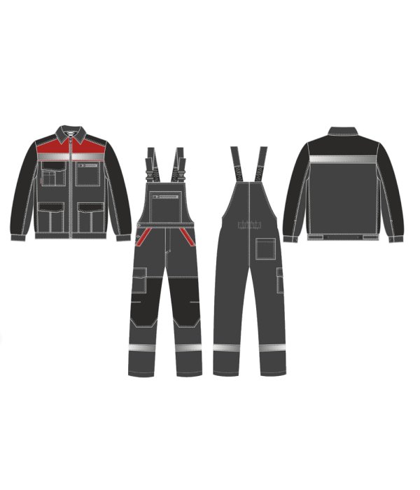 Костюм ProfLineBase-2 (тк.Твил,210) п/к, т.серый/черный/красный