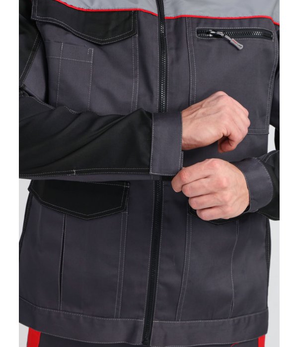 Костюм ProfLineBase-2 (тк.Твил,210) п/к, т.серый/черный/красный