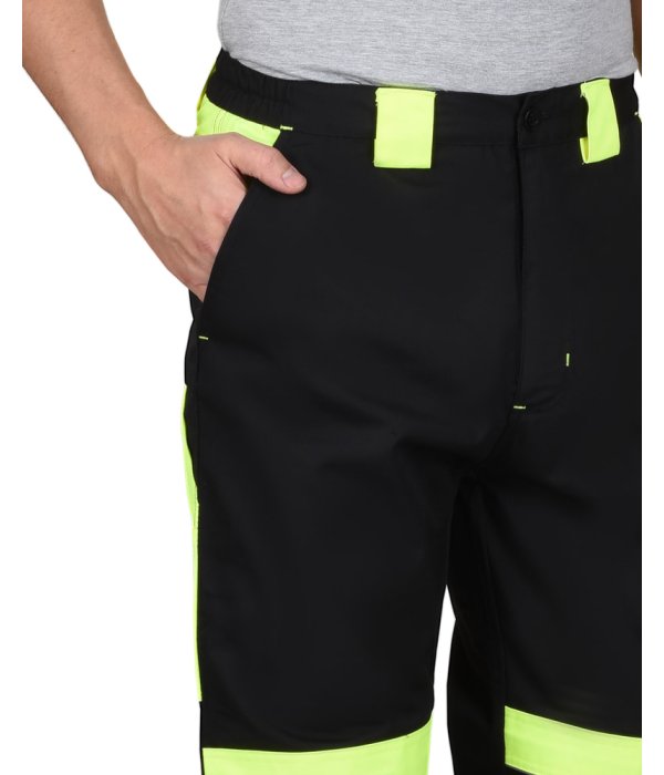 Костюм СИРИУС-ОНИКС куртка, брюки черный с лимонным, 255 г/м2, 65%ПЭ, 35%ХБ