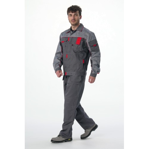 Костюм Союз-Профессионал-2 (тк.Балтекс,240) п/к, т.серый/св.серый/красный