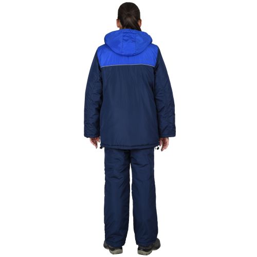 Костюм женский зимний Сириус-Снежана, куртка, полукомбинезон, цвет синий с васильковым