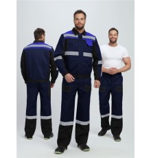 Костюм Виват-1 Премиум CH МВО (тк.Смесовая,240) брюки, т.синий/черный/васильковый