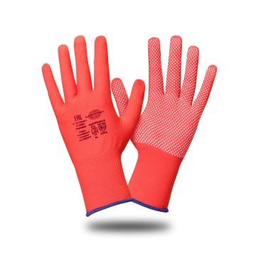 Перчатки Safeprotect НейпМикро-К, нейлон+ПВХ-микроточка, цвет красный