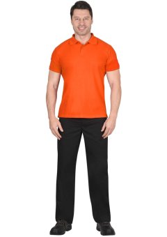 Рубашка-поло оранжевая короткие рукава с манжетом, пл.180 г/м2