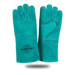 Краги спилковые Safeprotect Камчатка, цвет бирюзовый, флисовая подкладка, размер 10,5