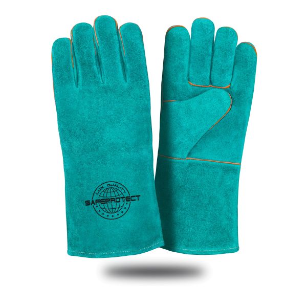 Краги спилковые Safeprotect Камчатка, цвет бирюзовый, флисовая подкладка, размер 10,5