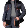 Костюм "Сириус-Манхеттен", куртка длинная, брюки, цвет тёмно-серый с оранжевым и чёрным, тк. стрейч, пл. 250 г/кв.м