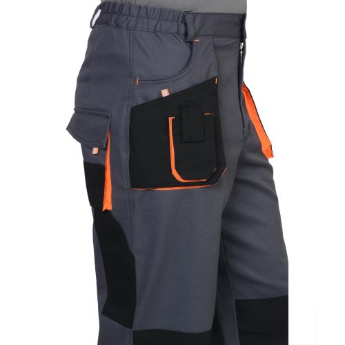 Костюм "Сириус-Манхеттен", куртка длинная, брюки, цвет тёмно-серый с оранжевым и чёрным, тк. стрейч, пл. 250 г/кв.м