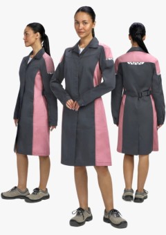 Халат женский ProfLineSpecialist (тк.Смесовая,240), серый, розовый