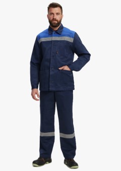Костюм мужской Зенк-1 СОП (тк.Смесовая,240) брюки, тёмно-синий, васильковый