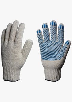 Перчатки ХБ 7,5кл. Люкс с ПВХ Точка 58-60гр. 216текс, белые (10 пар)