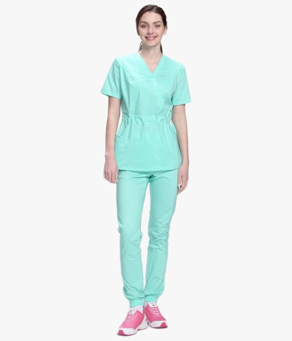Костюм летний женский хирургический Модерн-004 (тк.Стрейч,120) MedLine, мятный