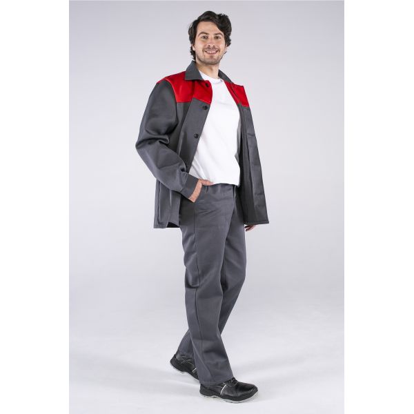 Костюм Стандарт, ткань Смесовая, 210 г/м2, куртка, брюки, цвет тёмно-серый, красный