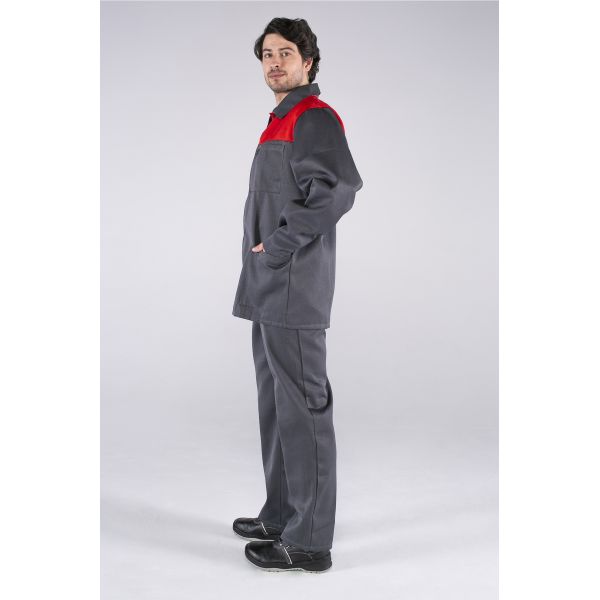 Костюм Стандарт, ткань Смесовая, 210 г/м2, куртка, брюки, цвет тёмно-серый, красный