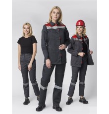 Костюм женский Весна-1 СОП CH (тк.Смесовая,210) брюки, т.серый/красный