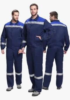 Костюм мужской Лигор-1 СОП К (тк.Смесовая,210) брюки, тёмно-синий, васильковый