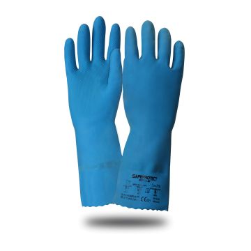 Перчатки Safeprotect КЩС-1-SP синие, латекс, слой Silver, толщина 0,45 мм, длина 300 мм