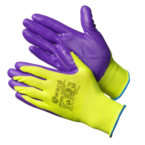 Hi-Vis Перчатки нейлоновые с нитриловым покрытием Hi-Vis Перчатки нейлоновые с нитриловым покрытием