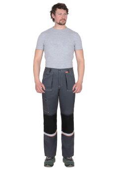 Брюки СИРИУС-РОДОС темно-серые с черным, 245 г/м2, 65% ПЭ, 35% ХБ