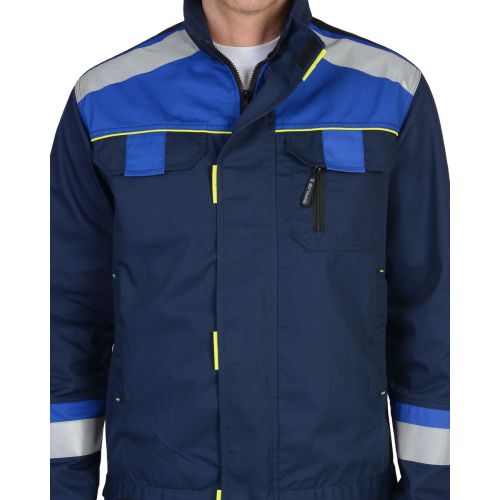 Куртка мужская рабочая "Сириус-Бостон" тёмно-синяя с васильковой и черной отделкой
