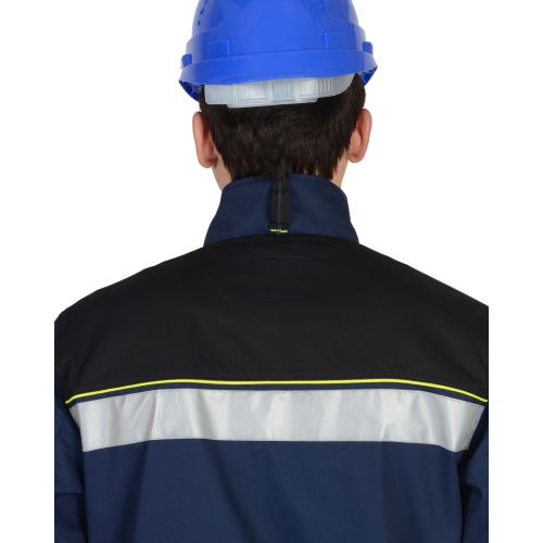 Куртка мужская рабочая "Сириус-Бостон" тёмно-синяя с васильковой и черной отделкой