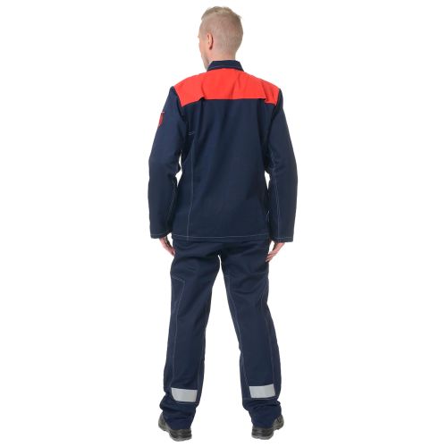 Костюм огнестойкий Рассо, 1-ый класс защиты, куртка, брюки, 100 ХБ с ОП пропиткой, цвет синий с красным