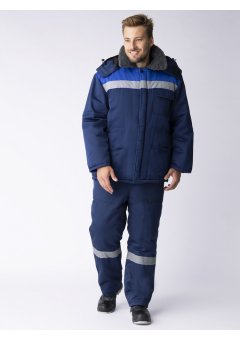 Костюм зимний на пуговицах Квайл-1 СОП (тк.Смесовая,210) брюки, т.синий/васильковый
