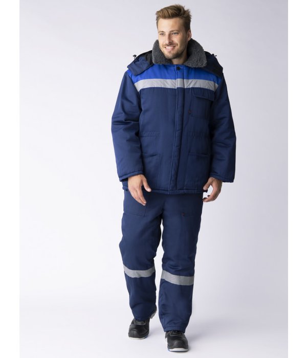 Костюм зимний на пуговицах Квайл-1 СОП (тк.Смесовая,210) брюки, т.синий/васильковый