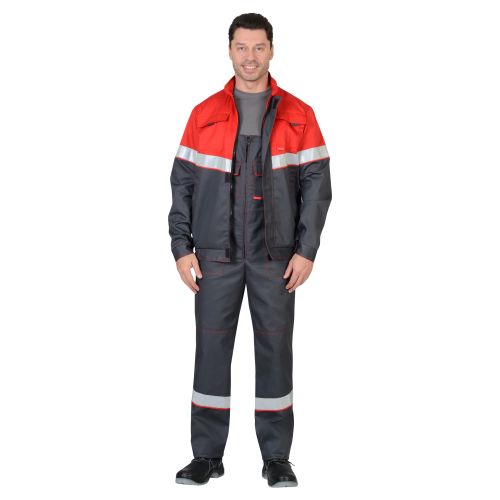 Костюм "Сириус-Навигатор", куртка, полукомбинезон, цвет серый с красным и СОП