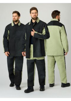 Костюм сварщика комбинированный 2 кл.защиты (тк.Брезент,550/Спилок S=2,3), черный/бежевый