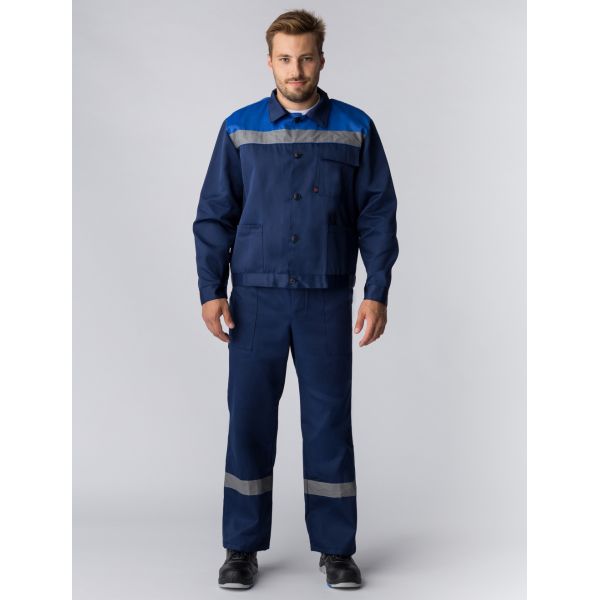Костюм Труженик-2 СОП, ткань Смесовая, 210 г/м2, полукомбинезон, цвет тёмно-синий, васильковый