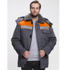 Куртка зимняя Бригада NEW (тк.Смесовая,210), т.серый/оранжевый