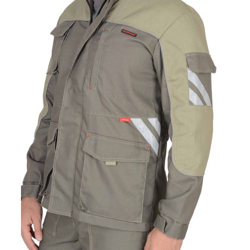 Костюм рабочий мужской летний "Сириус-Вест-Ворк" куртка длинная, брюки, цвет тёмно-оливковый со светло оливковым, пл. 275 г/кв.м