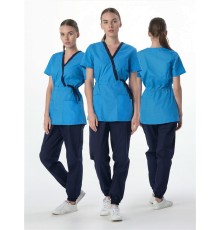 Костюм женский Симпл-001 (тк.Смесовая,120) MedLine, т.синий/ярко-голубой