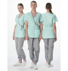 Костюм женский Симпл-001 (тк.Смесовая,120) MedLine, серый/мятный