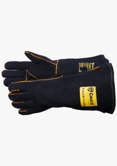 Краги из спилка чёрного цвета с широким раструбом, длина 42 см Track Black Long Gward