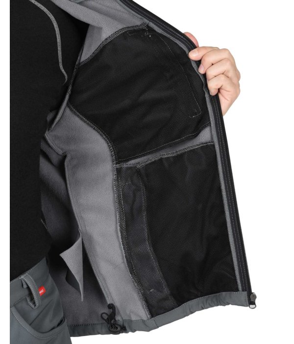 Куртка СИРИУС-АЗОВ с капюшоном серая, софтшелл, 350 г/м2