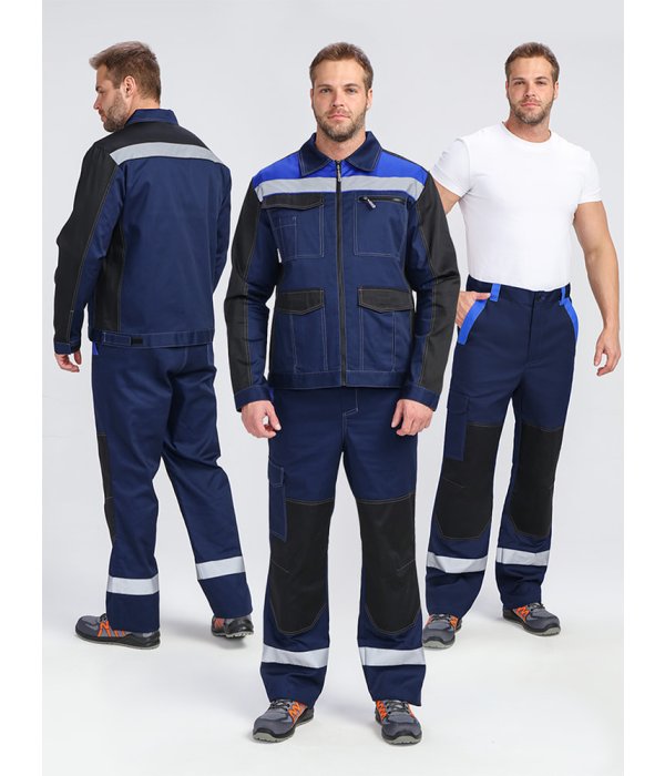Костюм ProfLineBase-1 (тк.Твил,210) брюки, т.синий/черный/васильковый
