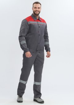 Костюм Лигор-2 СОП (тк.Смесовая,210) п/к, т.серый/красный