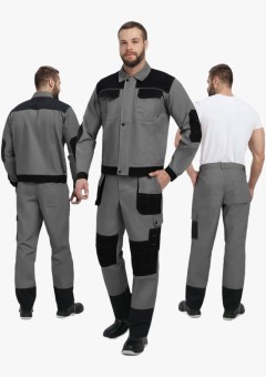 Костюм мужской Вестгард-1 (тк.Канвас,260) брюки, тёмно-серый, чёрный
