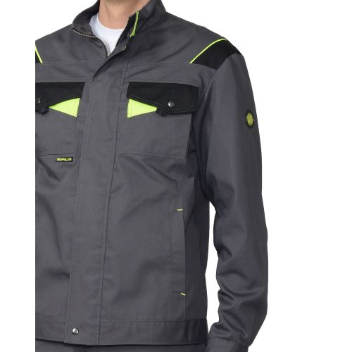 Куртка мужская рабочая летняя "Сириус-Ховард", цвет тёмно-серый с чёрным и лимонным