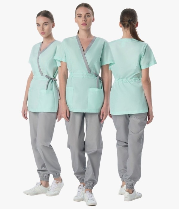 Костюм женский MedLine Арина (тк.Смесовая, 120), серый, мятный