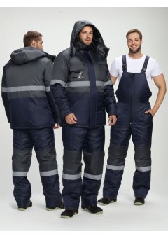 Костюм зимний Мегрес-2 СОП (тк.OxLine,90) п/к, т.серый/т.синий