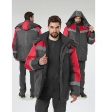 Куртка зимняя Лигор СОП (тк.OxLine,90), т.серый/красный